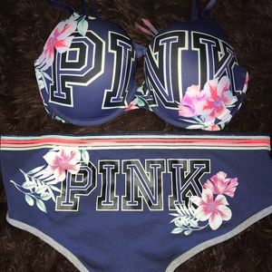 PINK Pushup Bra w/ matching hipster panty